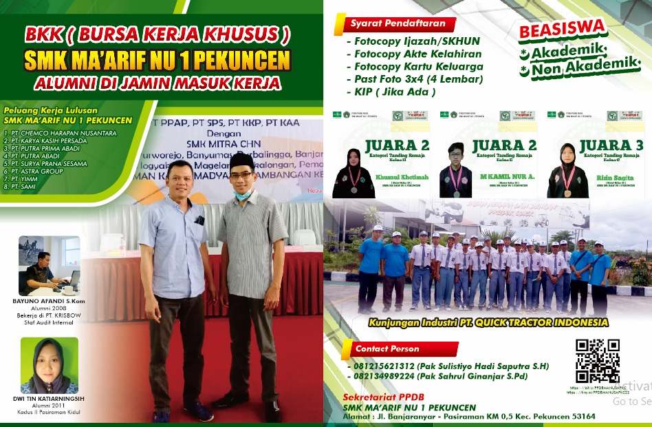 PENERIMAAN PESERTA DIDIK BARU SMK MA'ARIF NU 1 PEKUNCEN